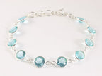 Fijne zilveren armband met blauwe topaas afbeelding 1