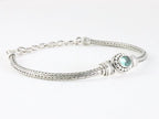 Traditionele zilveren snake armband met aquamarijn afbeelding 2