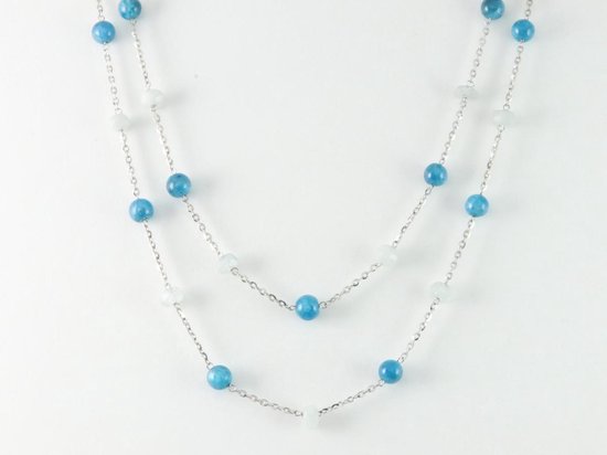 Lange zilveren ketting met apatiet en tanzaniet afbeelding 3