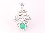 Fijne opengewerkte zilveren hanger met groene onyx afbeelding 3
