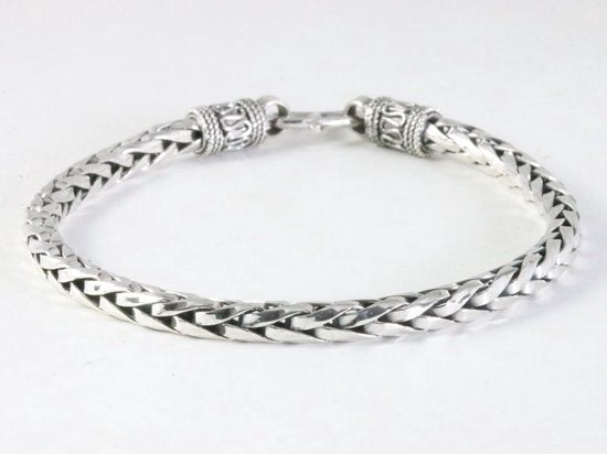 Bewerkte zilveren armband met vossenstaart schakels afbeelding 3