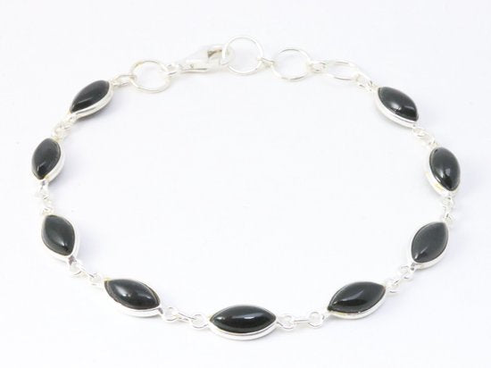 Fijne zilveren armband met onyx afbeelding 1