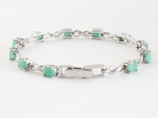Zilveren tennisarmband met smaragd afbeelding 3