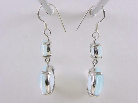 Zilveren oorbellen met chrysopraas chalcedoon afbeelding 2