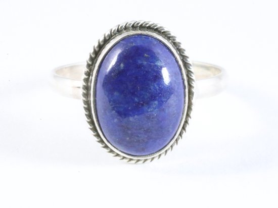 Bewerkte ovale zilveren ring met lapis lazuli afbeelding 4