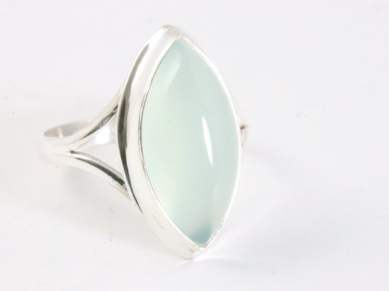 Hoogglans zilveren ring met aqua chalcedoon afbeelding 1