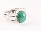 Opengewerkte zilveren ring met malachiet afbeelding 1