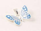 Zilveren vlinder hanger met blauwe schelp afbeelding 2
