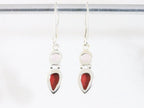 Fijne zilveren oorbellen met rode koraal steen en rozenkwarts afbeelding 3