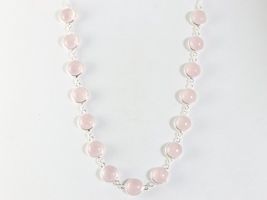 Zilveren collier met rozenkwarts afbeelding 2