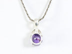 Fijne zilveren hanger met amethist en marcasiet aan ketting afbeelding 3