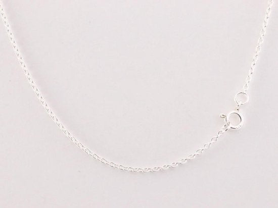 Bewerkte druppelvormige zilveren hanger met robijn aan ketting afbeelding 5