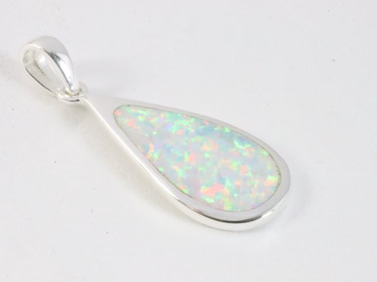 Druppelvormige hoogglans zilveren hanger met welo opaal afbeelding 2