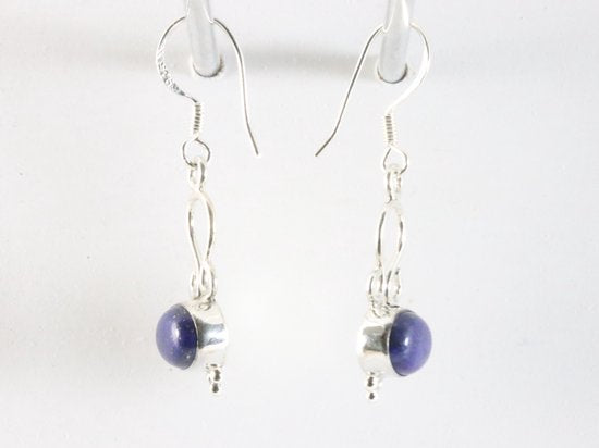 Fijne opengewerkte zilveren oorbellen met lapis lazuli afbeelding 2