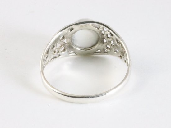 Fijne opengewerkte zilveren ring met howliet afbeelding 3