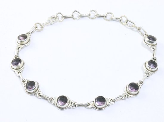 Fijne zilveren armband met amethist afbeelding 1