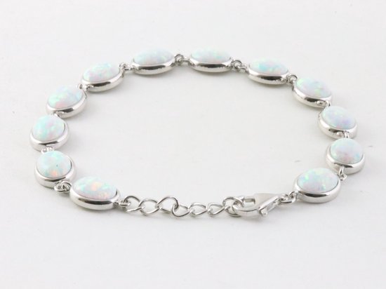 Hoogglans zilveren armband met welo opaal afbeelding 3