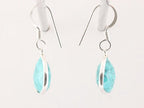 Fijne druppelvormige zilveren oorbellen met turkoois afbeelding 2