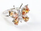 Hoogglans zilveren vlinder ring met citrien en witte topaas afbeelding 1