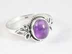 Fijne bewerkte zilveren ring met amethist afbeelding 1