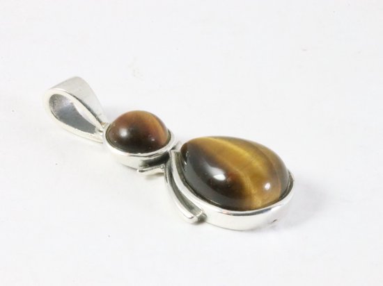 Zilveren hanger met tijgeroog afbeelding 2