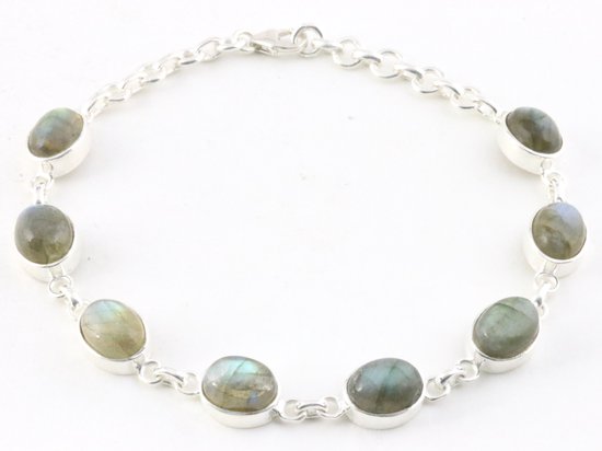 Hoogglans zilveren armband met labradoriet afbeelding 1