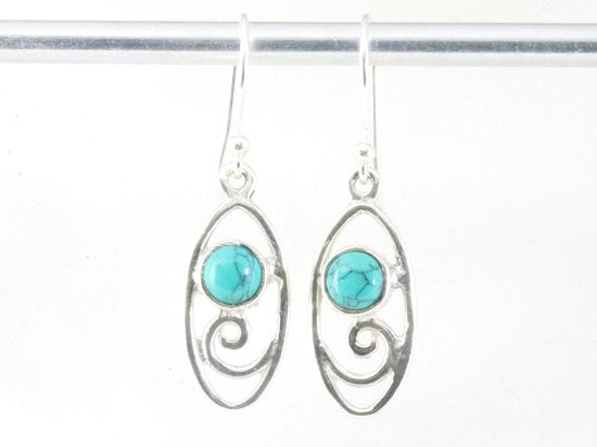 Fijne opengewerkte zilveren oorbellen met turkoois afbeelding 4