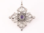 Traditionele zilveren dubbele vajra hanger met amethist afbeelding 4