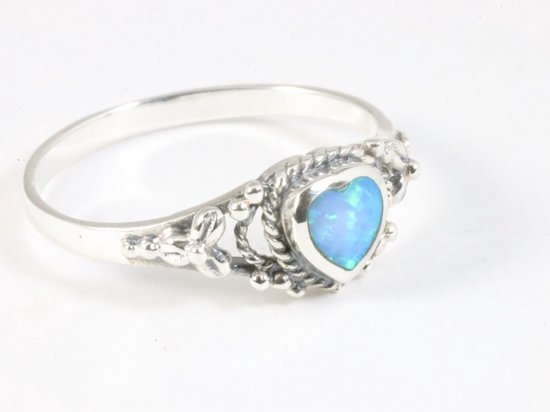Fijne bewerkte zilveren ring met Australische opaal afbeelding 1