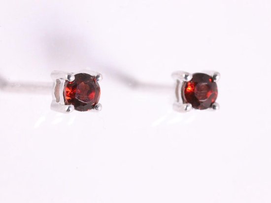 Fijne zilveren oorstekers met granaat afbeelding 1
