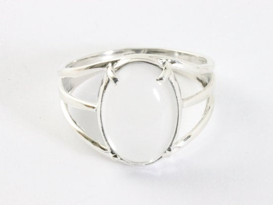 Opengewerkte zilveren ring met bergkristal afbeelding 4