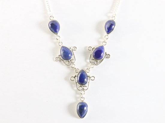 Zilveren ketting met lapis lazuli afbeelding 3