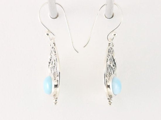 Opengewerkte zilveren oorbellen met larimar afbeelding 2