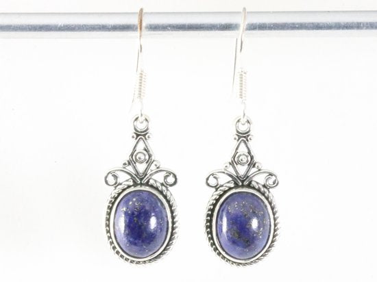 Bewerkte zilveren oorbellen met lapis lazuli afbeelding 3