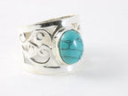 Opengewerkte zilveren ring met turkoois afbeelding 1