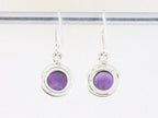 Fijne ronde zilveren oorbellen met amethist afbeelding 2