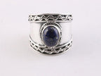 Bewerkte zilveren ring met lapis lazuli afbeelding 2