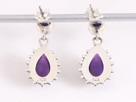 Bewerkte zilveren oorstekers met amethist afbeelding 3