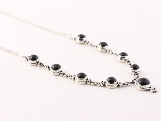 Bewerkte zilveren ketting met onyx afbeelding 2