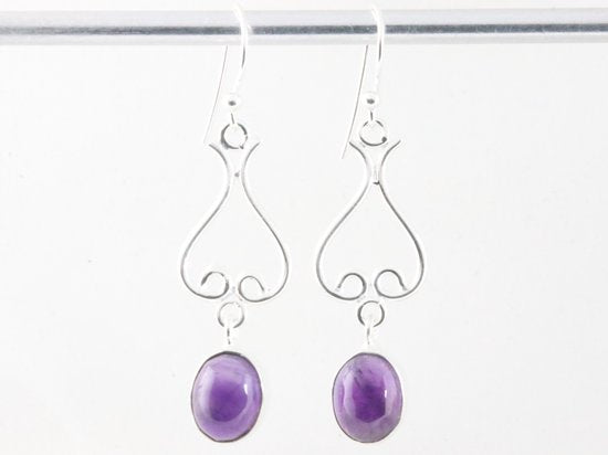 Lange zilveren oorbellen met amethist afbeelding 1