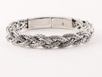 Zware gevlochten zilveren armband met kliksluiting afbeelding 2