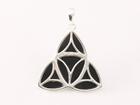 Zilveren triquetra hanger met onyx afbeelding 3