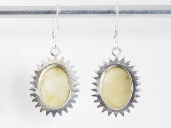 Bewerkte zilveren oorbellen met gouden rutielkwarts afbeelding 3