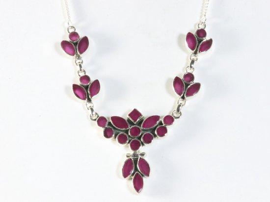 Zilveren collier met robijn stenen afbeelding 4