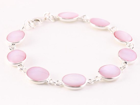 Zilveren armband met roze parelmoer afbeelding 2