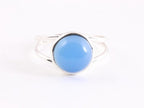 Fijne opengewerkte zilveren ring met blauwe chalcedoon afbeelding 4