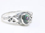 Fijne bewerkte zilveren ring met abalone schelp afbeelding 1