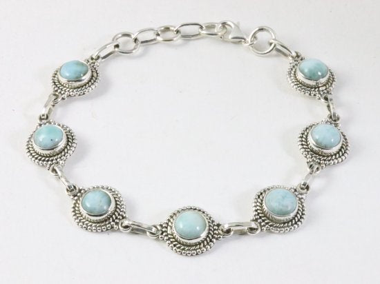 Bewerkte zilveren armband met larimar afbeelding 1