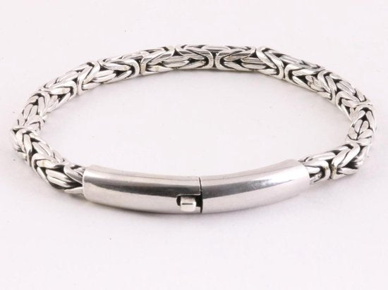 Zilveren armband met koningsschakels en kliksluiting afbeelding 1