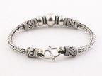 Zilveren snake armband met bewerkte kralen afbeelding 3